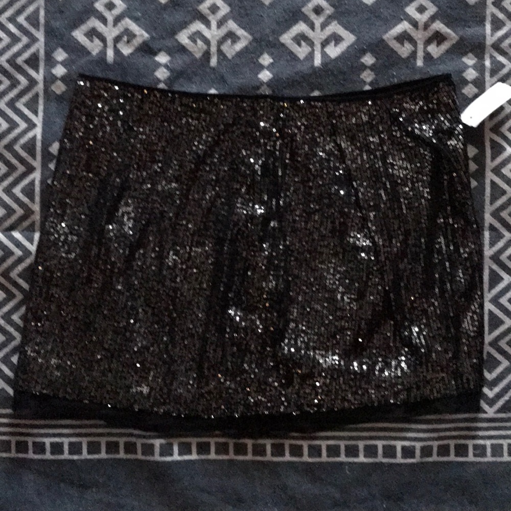 Jennifer Lopez sequin mini-skirt, size 14, black+
